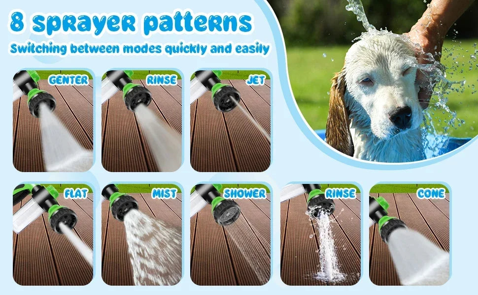 8 in 1 High Pressure Foam Pet Shower Gun Adjustable Hose Nozzle Multifunctional Tool for Dog Cat Bath Garden Vehicle Washing