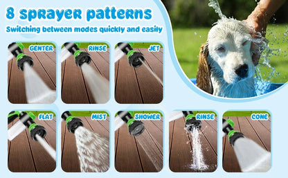 8 in 1 High Pressure Foam Pet Shower Gun Adjustable Hose Nozzle Multifunctional Tool for Dog Cat Bath Garden Vehicle Washing