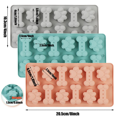 1Pcs Silicone Mold for Dog Biscuits Pink/Blue/Gray Dog Bone Paw Cookie Mold for Dog Treats Ice Cubes Chocolate And Cake Candy