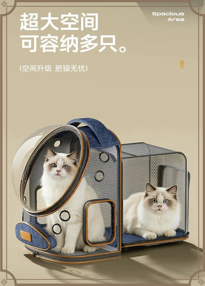 Pet trolley case cat bag going out portable dog going out box large capacity double shoulder pet space capsule cat backpack