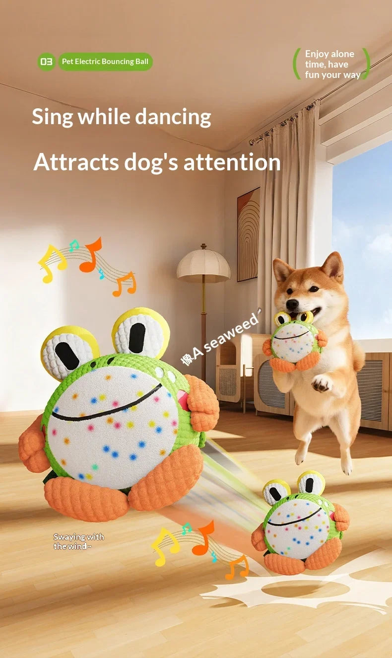 Kawaii Interactive Dog Toy Electric Plush Jumping Ball Squeaky Bite Resistant Self Entertaining Boredom Relief For Cute Dogs