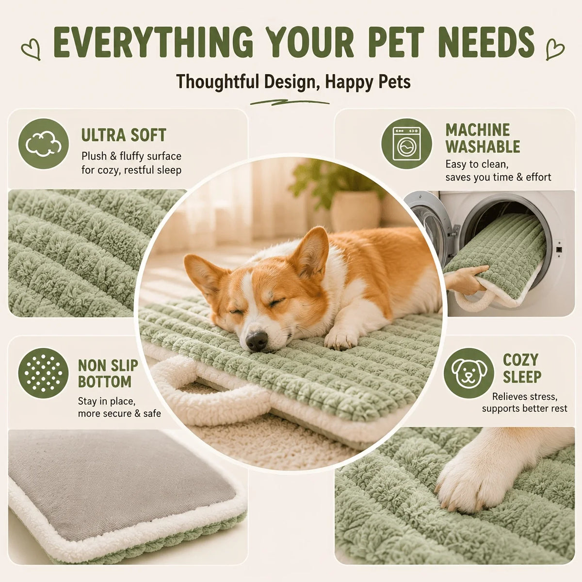 Pet Sleeping Mat Dog Bed Cat Litter Puppy Bed with Carry Handle Dog Sofa Lovely Mattress Cushion for Small Large Dog Blanket