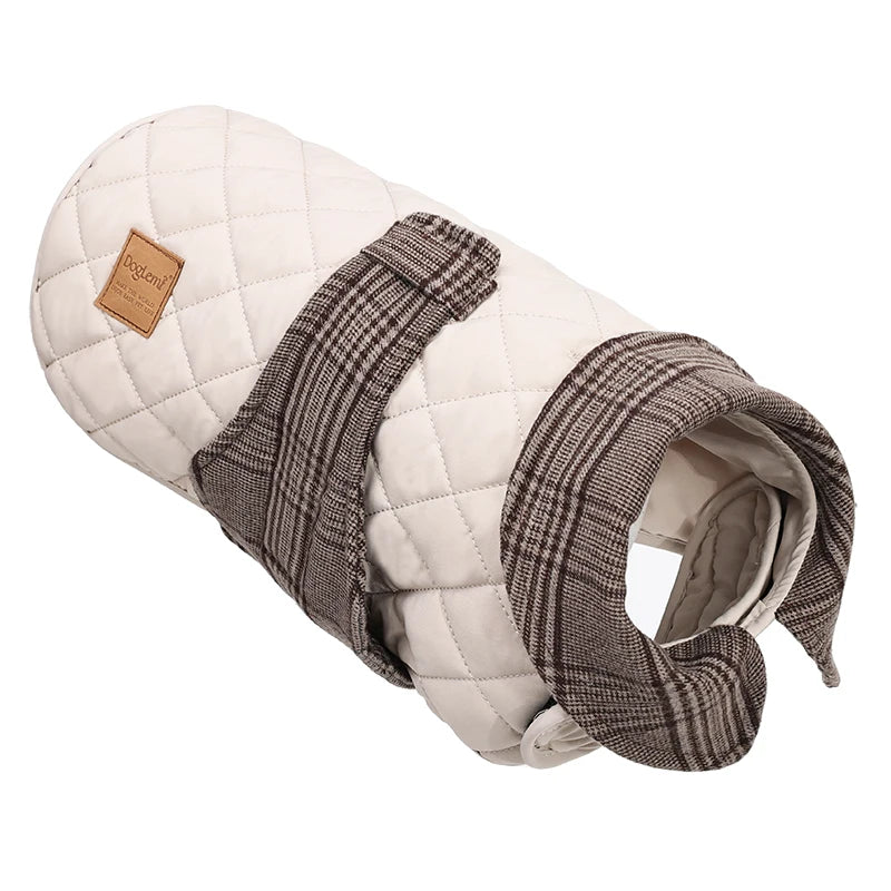 Autumn Winter Luxury Dog Clothes Warm Vintage Plaid Dog Coat Windproof Quilted Puppy Jacket for Small Large Dogs Pet Windbreaker