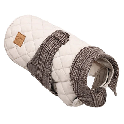 Autumn Winter Luxury Dog Clothes Warm Vintage Plaid Dog Coat Windproof Quilted Puppy Jacket for Small Large Dogs Pet Windbreaker