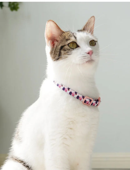 Cat Collar, Kitten Woven Necklace, Neck Collar with Bell, Anti-Choking, Adjustable, Comfortable, Safety Buckle, Pet Accessory