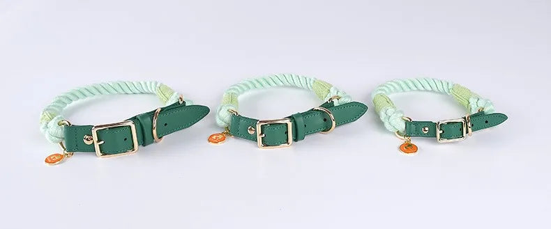 Loudik Woven Cotton Rope Pet Dog Traction Rope Collar Set Dog Rope Medium and Large Dog Pet Supplies Outgoing Puppy Accessories