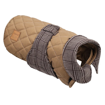 Autumn Winter Luxury Dog Clothes Warm Vintage Plaid Dog Coat Windproof Quilted Puppy Jacket for Small Large Dogs Pet Windbreaker