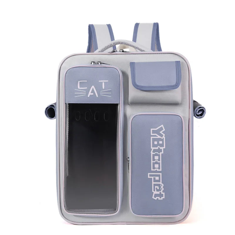 Cat bag, double shoulder, universal in all seasons, anti-stress portable breathable pet bag, portable when going out in summer