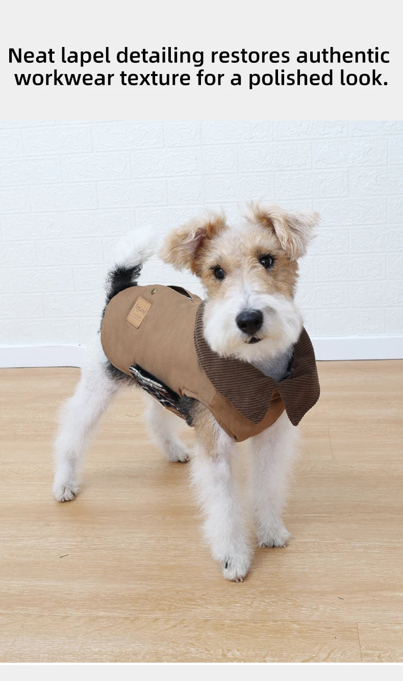 Dog Trench Coat with Plaid Inner Autumn Winter Windproof Dog Jacket for All Breeds Waterproof Soft Shell Windbreaker for Dogs