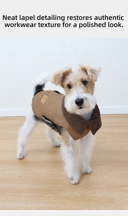 Dog Trench Coat with Plaid Inner Autumn Winter Windproof Dog Jacket for All Breeds Waterproof Soft Shell Windbreaker for Dogs