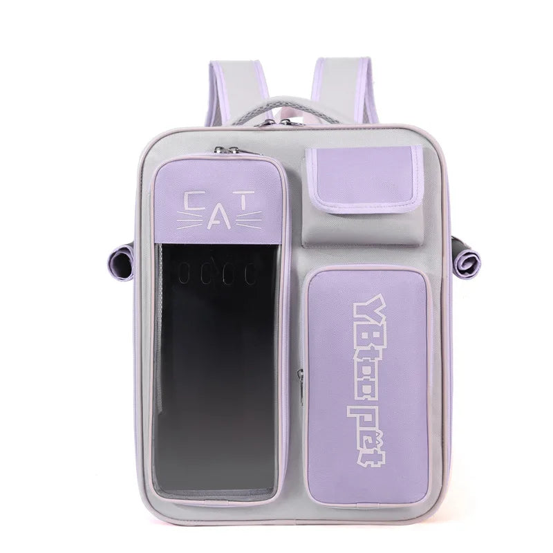 Cat bag, double shoulder, universal in all seasons, anti-stress portable breathable pet bag, portable when going out in summer