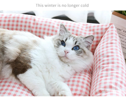 Cat Bed Pet Pad Grid Simple Design for Small Medium Dogs Sleeping Beds Cats Durable Mat Removable Mat Pet Supplies