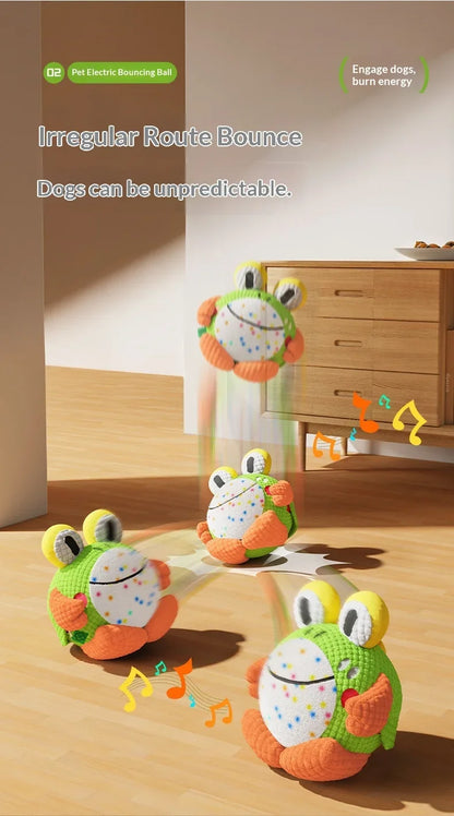 Kawaii Interactive Dog Toy Electric Plush Jumping Ball Squeaky Bite Resistant Self Entertaining Boredom Relief For Cute Dogs
