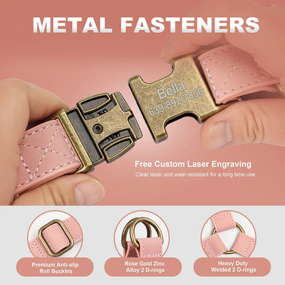 Personalized Dog Harness and Leash Set PU Leather Dogs Harness Free Engraved ID Buckle for Small Medium Large Dogs Pitbull Pug