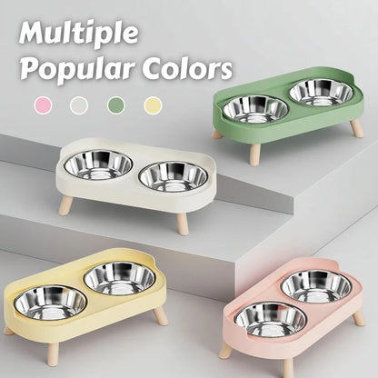 HOMEFISH Dopamine Multicoloured Tall Pet Feeder with Two Stainless Steel Bowls and Neck Support