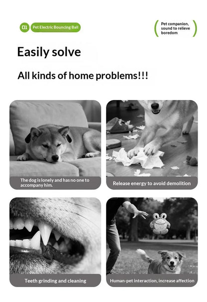 Kawaii Interactive Dog Toy Electric Plush Jumping Ball Squeaky Bite Resistant Self Entertaining Boredom Relief For Cute Dogs