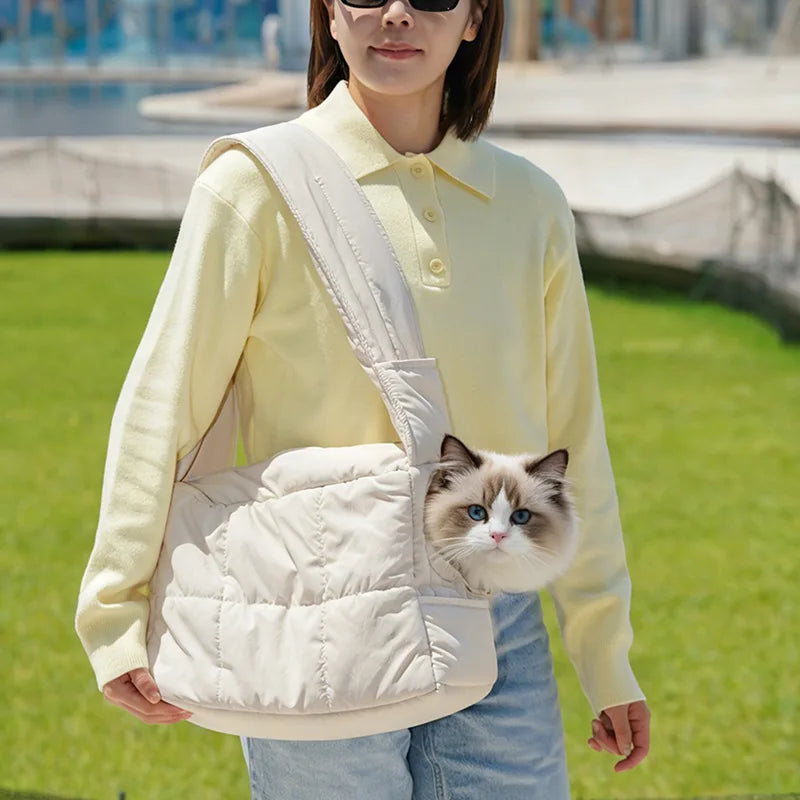 New Pet Portable Travel Bag Fluffy Padded Cloud Slings Shoulder Bag Large Side Hole Space Outdoor Carrier for Small Cat Dog
