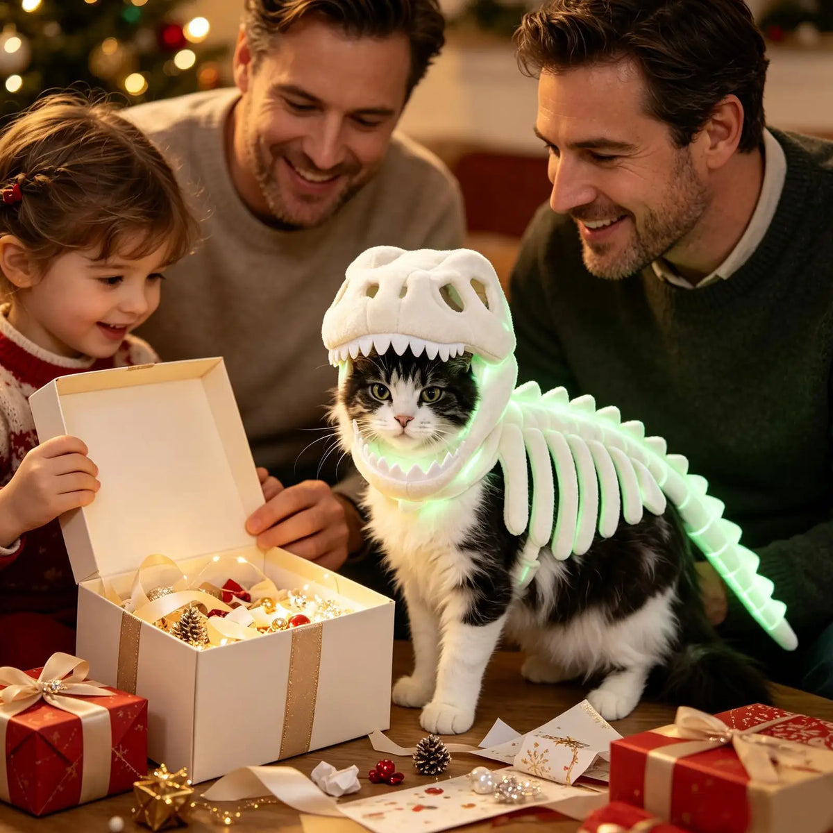 3D Skeleton Pet Dinosaur Costume Realistic Dinosaur Skeleton Costume Wearable Cat/Dog Halloween Costumes Pet Dino Hood Outfits