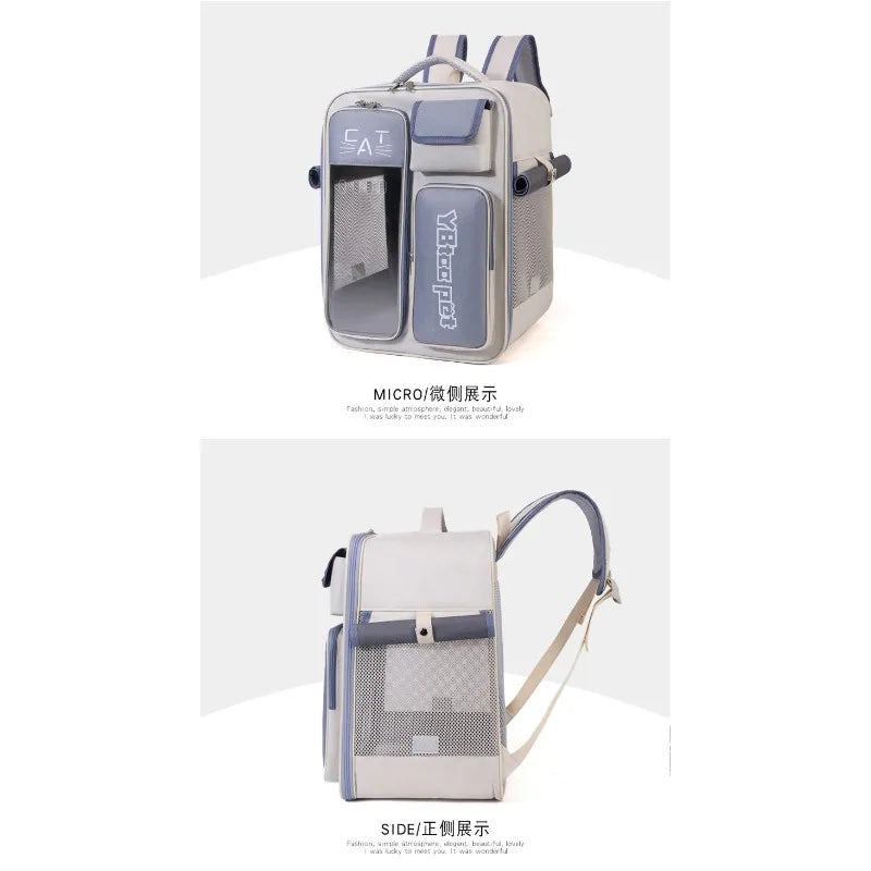 Cat bag, double shoulder, universal in all seasons, anti-stress portable breathable pet bag, portable when going out in summer