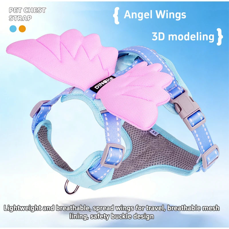 Wing & Wag Angel Wings Dog Harness - A breathable adjustable dog harness finished with playful 3D angel wings.
