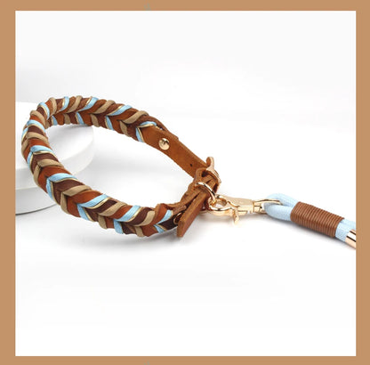 New Style Leather Leashes And Collars For You Dog Soft Nylon Braided Pet Shepherd Collar Medium Large Dogs Strong Pulling Set