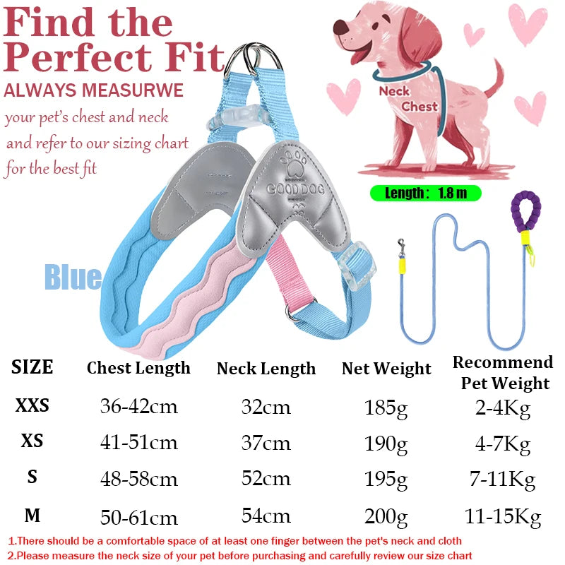 Waggle Galaxy – Colorblock Dog Harness & Leash Set