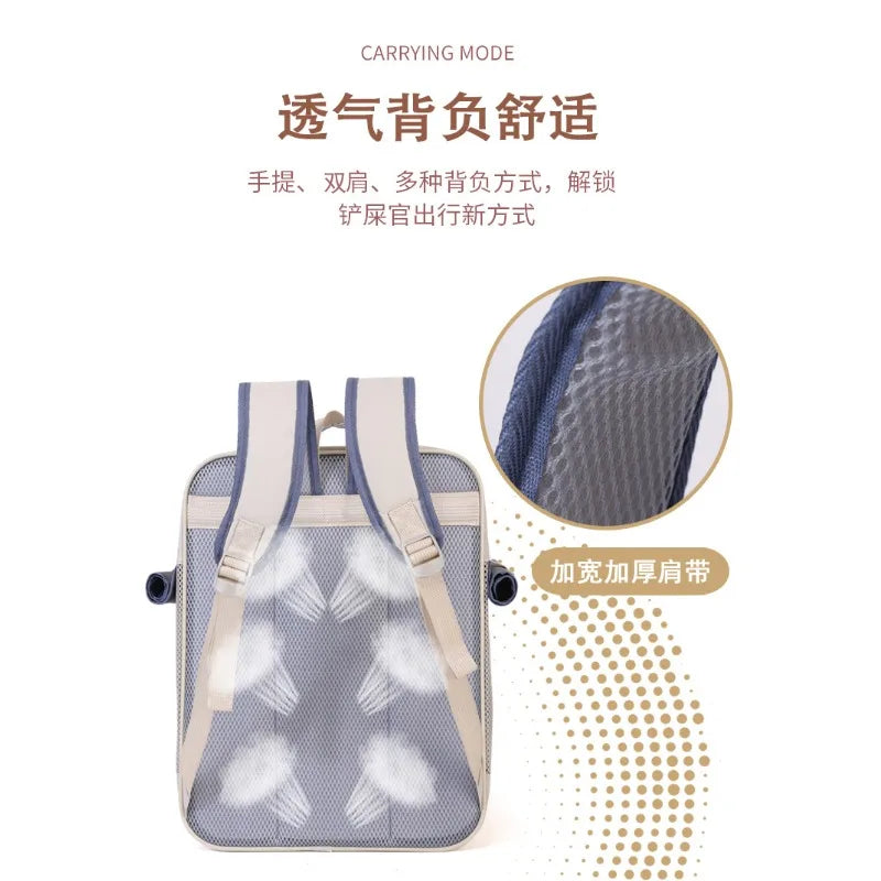 Cat bag, double shoulder, universal in all seasons, anti-stress portable breathable pet bag, portable when going out in summer