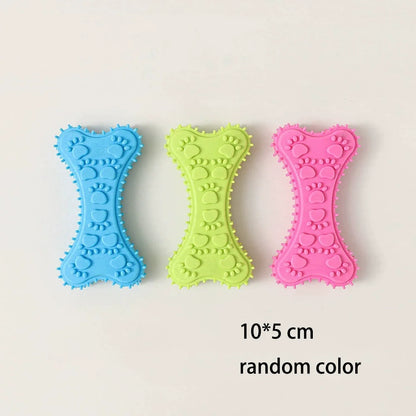 Bone Shape Soft Rubber Pet Chew Toy Bite Resistant Teeth Grinding Molar Cleaning Interactive Training Chewing Toys For Dogs