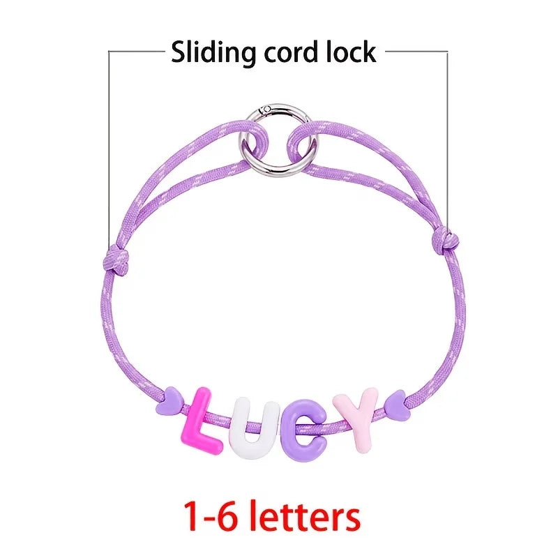Personalized Pet Name Necklace Adjustable Colorful Letter Bead Collar Custom Puppy Dog Cat ID Jewelry Gift 1-12 Letters