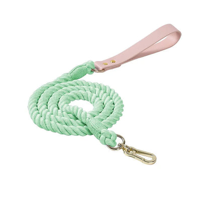Wholesale Handmade Woven Colorful Pet Dog Leash Set Leather Dog Collar Supplies Cross-Border