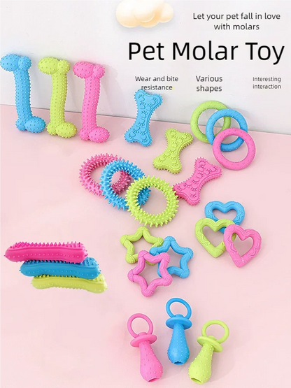 Bone Shape Soft Rubber Pet Chew Toy Bite Resistant Teeth Grinding Molar Cleaning Interactive Training Chewing Toys For Dogs