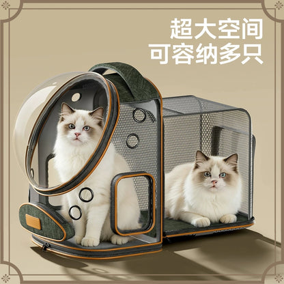 Pet trolley case cat bag going out portable dog going out box large capacity double shoulder pet space capsule cat backpack