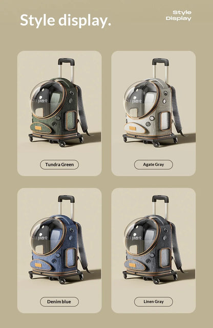Large Pet Trolley Suitcase for Cats Dogs, Space Capsule Backpack for Outdoor Travel, Pet Accessory