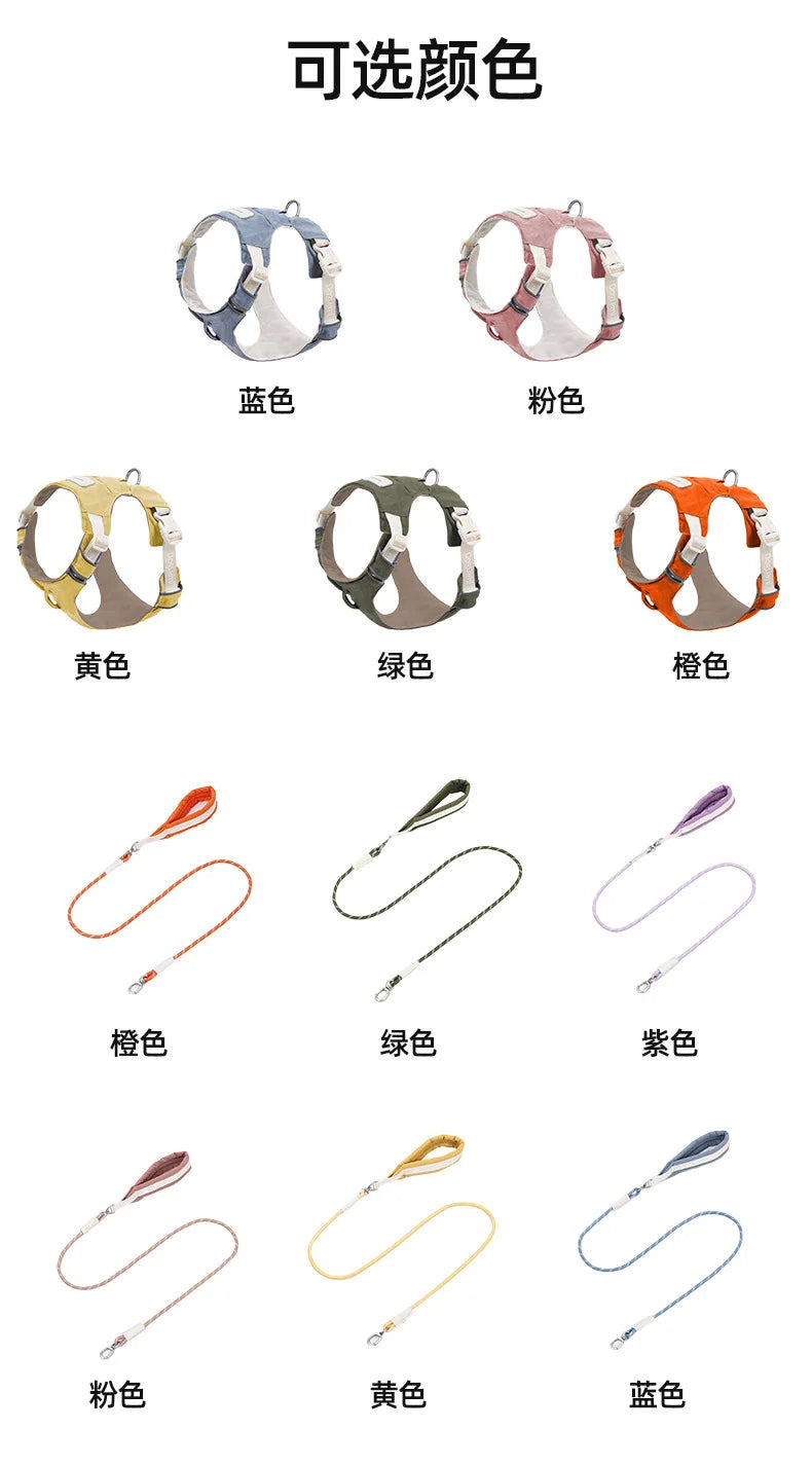 Dog leash, anti-shock dog chain, outdoor dog walking leash, detachable pet harness