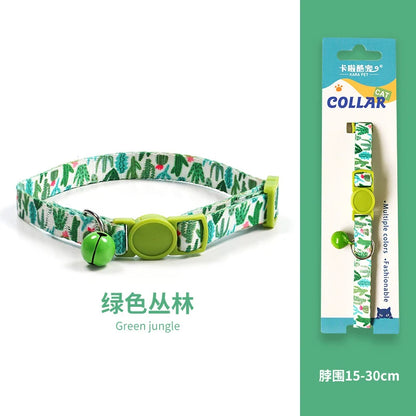 Cat Collar, Kitten Woven Necklace, Neck Collar with Bell, Anti-Choking, Adjustable, Comfortable, Safety Buckle, Pet Accessory