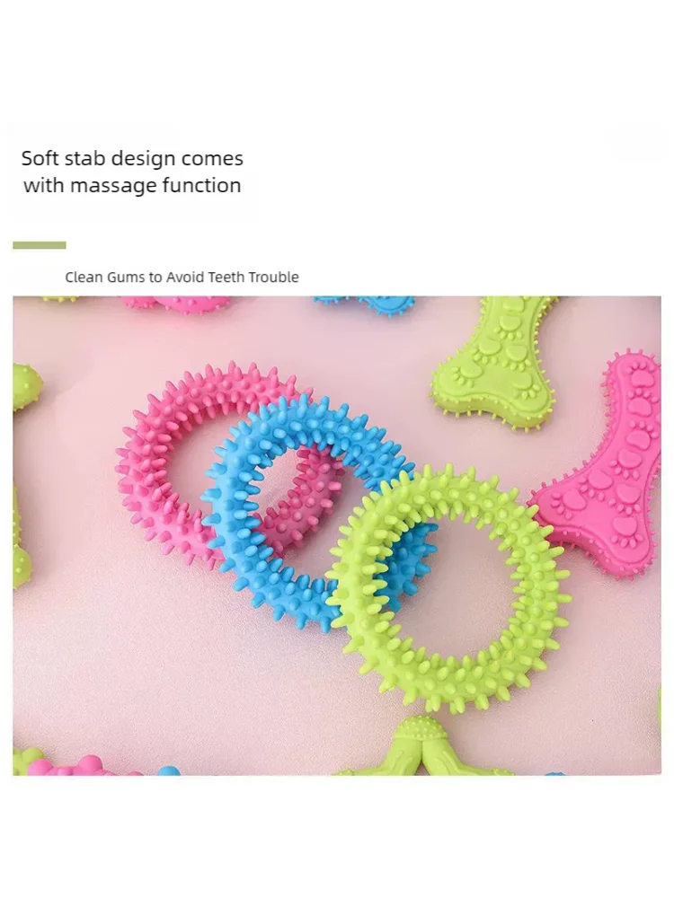 Bone Shape Soft Rubber Pet Chew Toy Bite Resistant Teeth Grinding Molar Cleaning Interactive Training Chewing Toys For Dogs