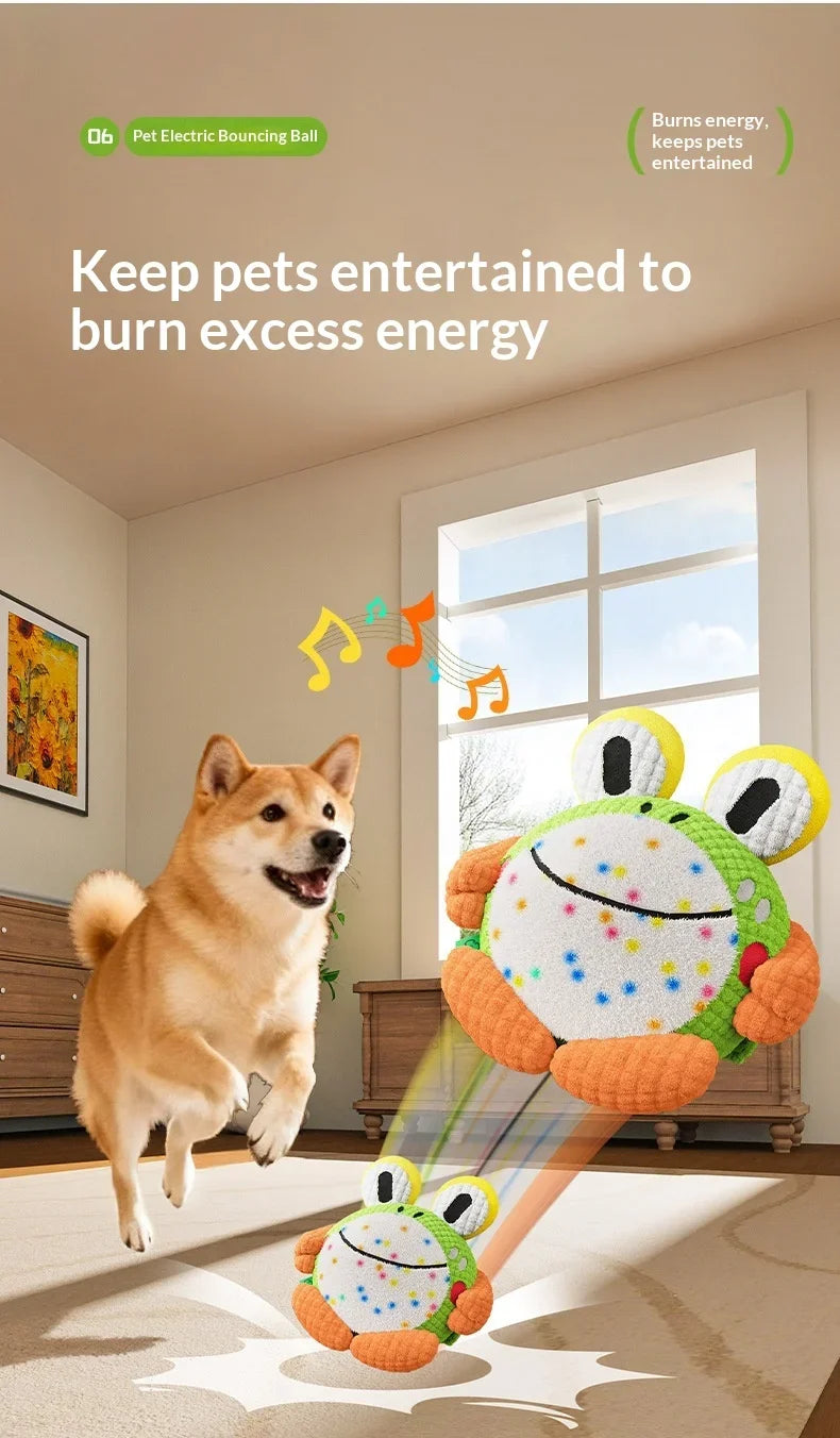 Kawaii Interactive Dog Toy Electric Plush Jumping Ball Squeaky Bite Resistant Self Entertaining Boredom Relief For Cute Dogs