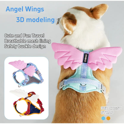 Wing & Wag Angel Wings Dog Harness - A breathable adjustable dog harness finished with playful 3D angel wings.