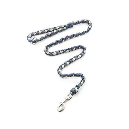Hand-Woven Dog Collar and Leash Set Adjustable PU Leather Pet Collar Strong Climbing Rope Dog Lead for Small Medium Large Dogs