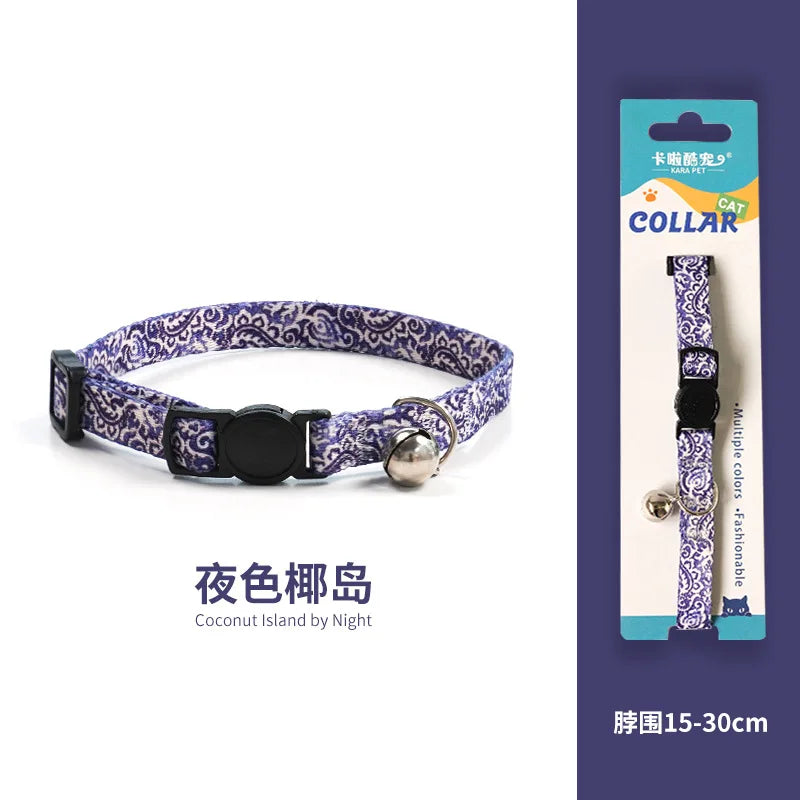 Cat Collar, Kitten Woven Necklace, Neck Collar with Bell, Anti-Choking, Adjustable, Comfortable, Safety Buckle, Pet Accessory