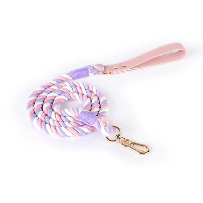 Wholesale Handmade Woven Colorful Pet Dog Leash Set Leather Dog Collar Supplies Cross-Border