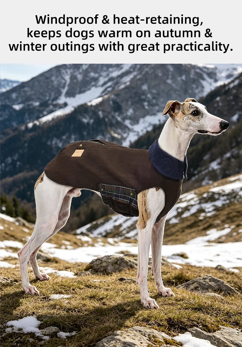 Dog Trench Coat with Plaid Inner Autumn Winter Windproof Dog Jacket for All Breeds Waterproof Soft Shell Windbreaker for Dogs