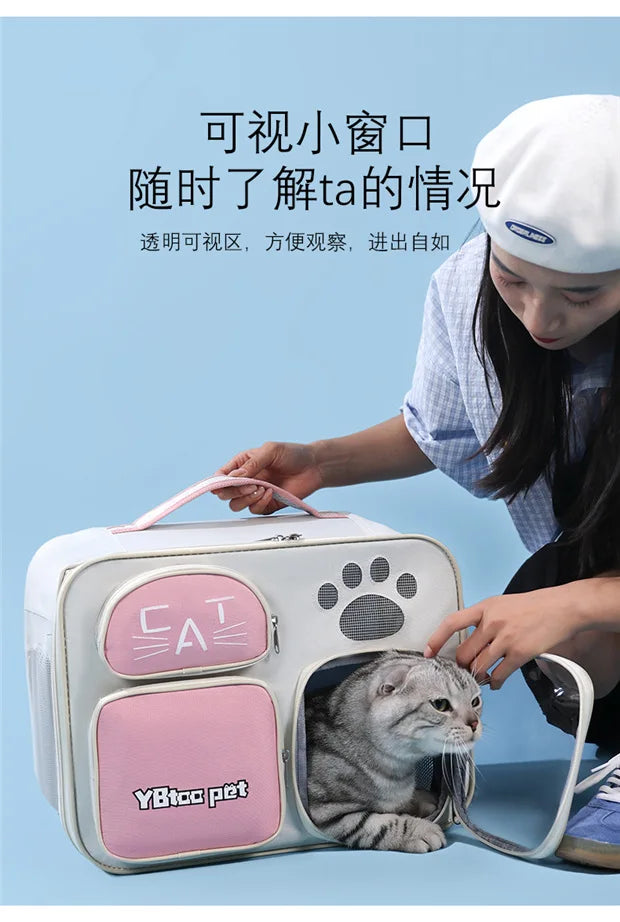 Cat bag out portable breathable lightweight large capacity pet supplies anti-stress space capsule double shoulder cat bag