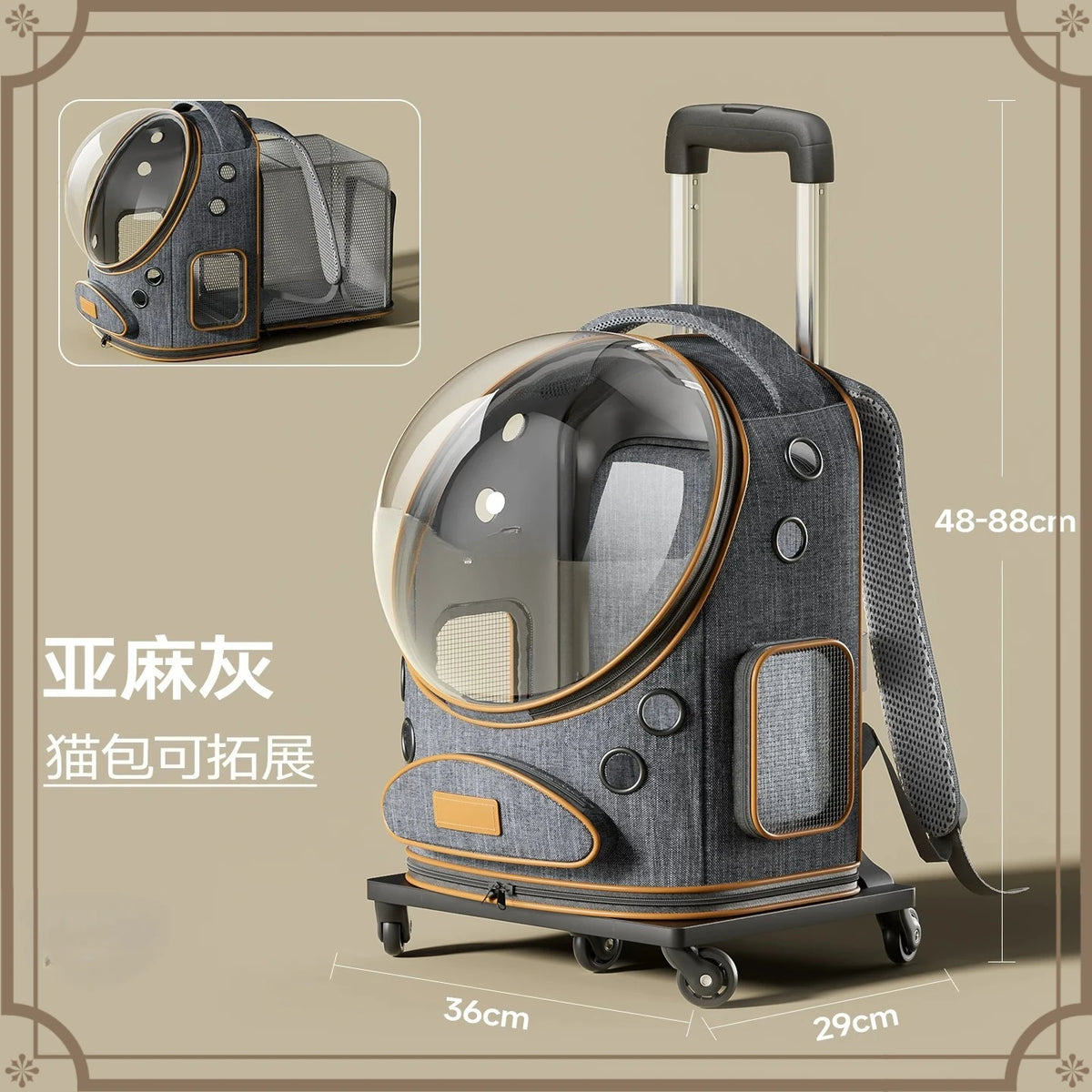 Pet trolley case cat bag going out portable dog going out box large capacity double shoulder pet space capsule cat backpack