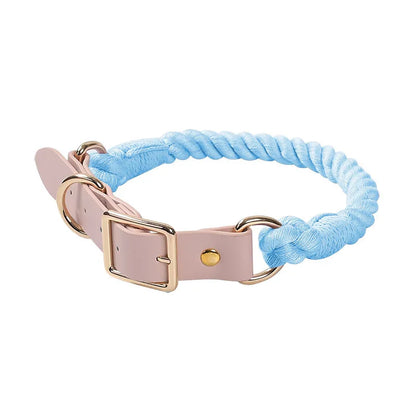 Wholesale Handmade Woven Colorful Pet Dog Leash Set Leather Dog Collar Supplies Cross-Border