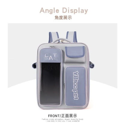 Cat bag, double shoulder, universal in all seasons, anti-stress portable breathable pet bag, portable when going out in summer
