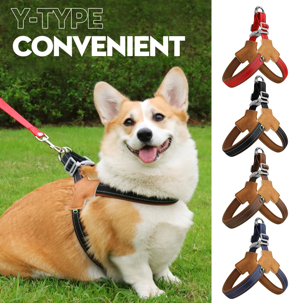 Y Shape Dog Harness Adjustable Reflective Pet Vest, Soft Padding Chest Support for Small Medium Large Dogs, Easy Walk Ou