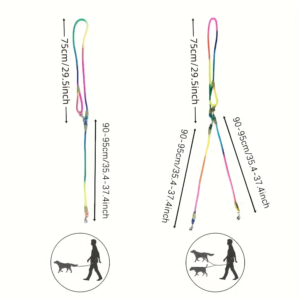 Dual/Double Dog Leash with Elastic Rope, Anti-Burst and Anti-Break, Pet Supplies, Suitable for Running with Your Dog, Features Dual Hook Design and Dual-Purpose Training Leash, Suitable for Small, Medium, and Large Dogs