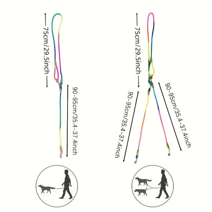 Dual/Double Dog Leash with Elastic Rope, Anti-Burst and Anti-Break, Pet Supplies, Suitable for Running with Your Dog, Features Dual Hook Design and Dual-Purpose Training Leash, Suitable for Small, Medium, and Large Dogs