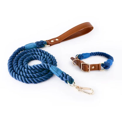 Loudik Woven Cotton Rope Pet Dog Traction Rope Collar Set Dog Rope Medium and Large Dog Pet Supplies Outgoing Puppy Accessories